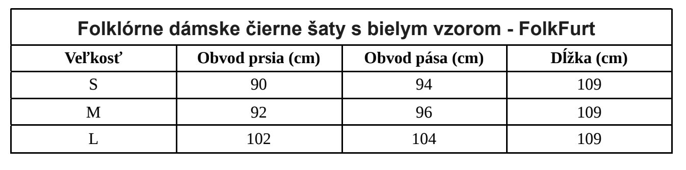 Tabuľka košele FolkFurt